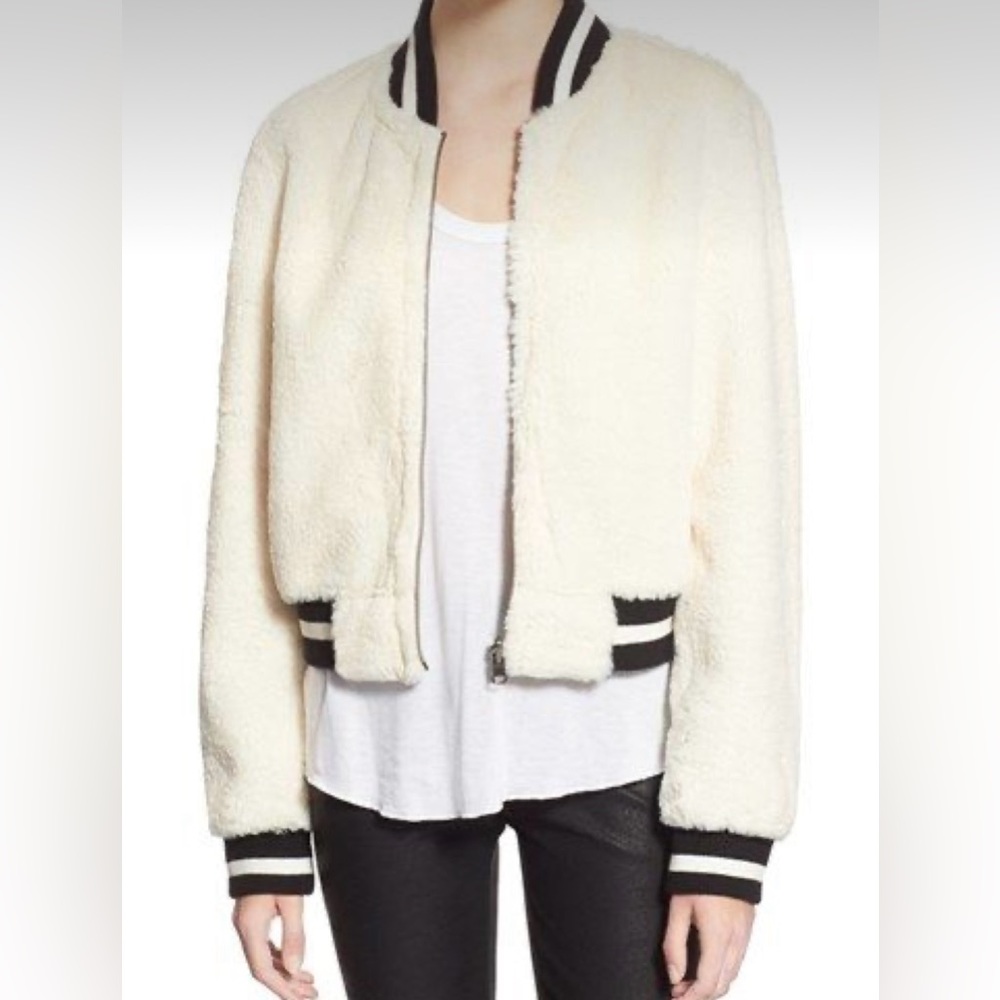 MURAL Faux Fur Bomber Jacket
